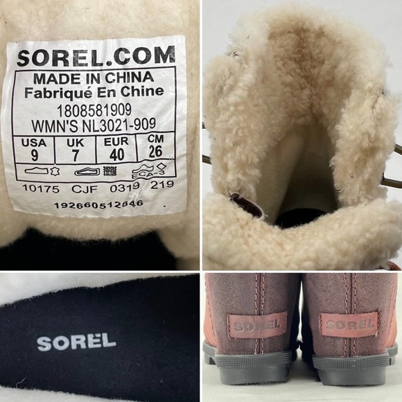 Sorel Joan of Arctic II Cattail Leather Suede Shearling Trim Wedge Mid Boots 9 - Picture 16 of 16